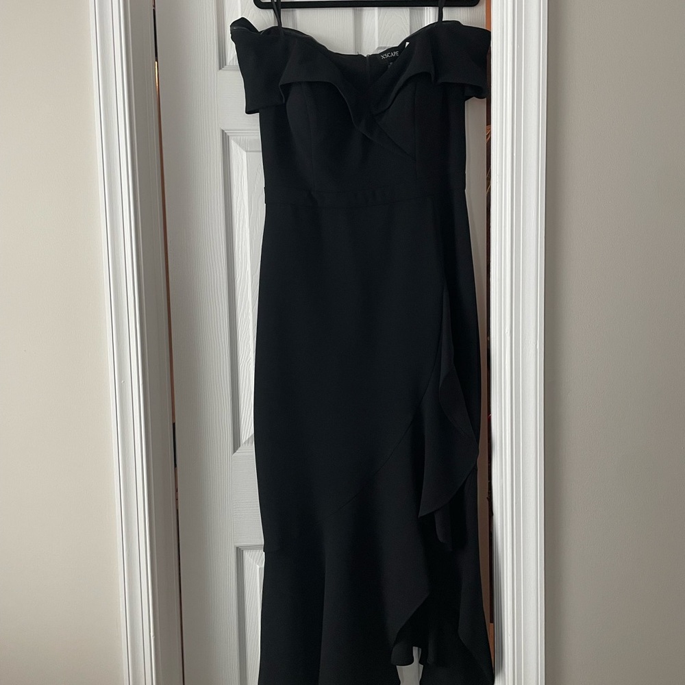 Xscape Black Off-Shoulder High-Low Ruffle Dress - Picture 3 of 6